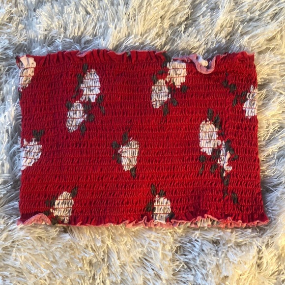 Garage Tops - Red Floral Crop Top